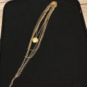 Citation Gold Tone Multi Strand Necklace Floral Etched Locket Filigree Clasp